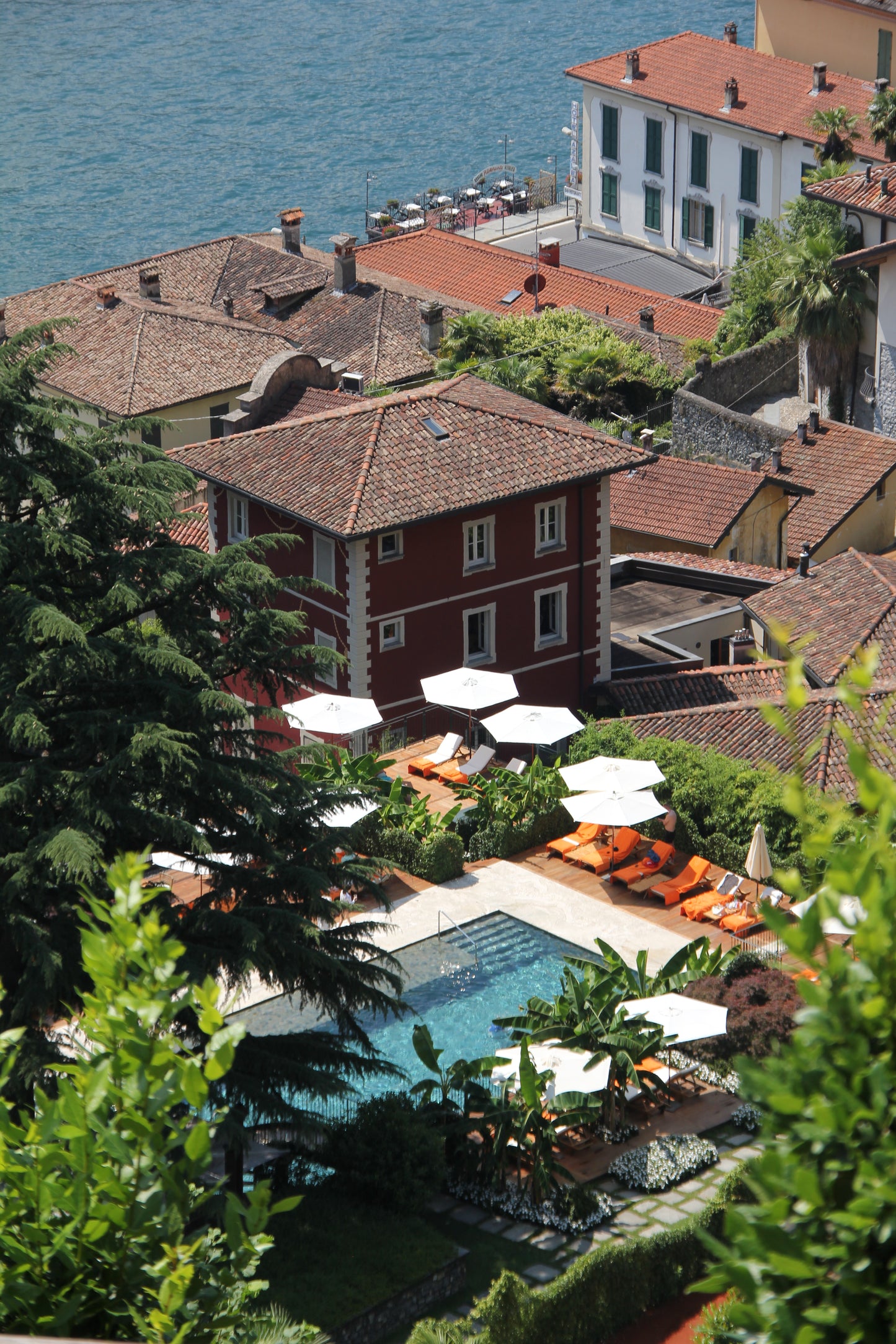 1.23 Italy, Lake Como; Grand Hotel Tremezzo; Through Trees