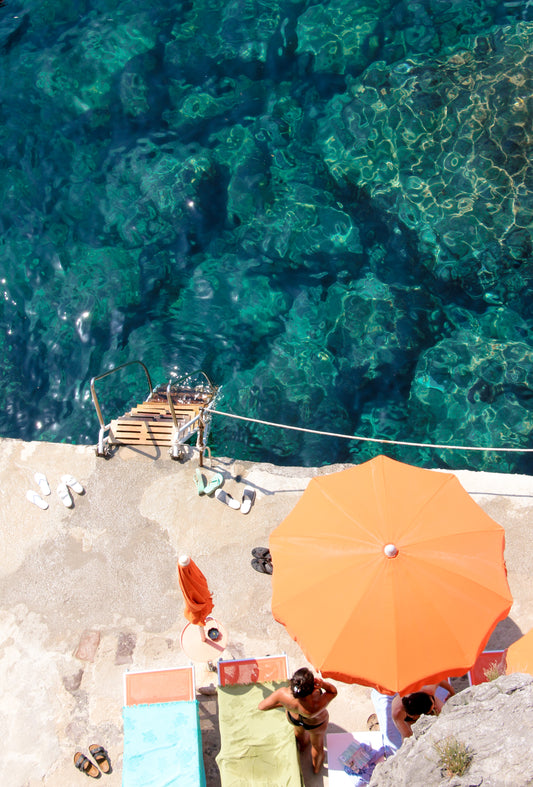 1.07 Italy, Praiano; Orange Parasol & Lady